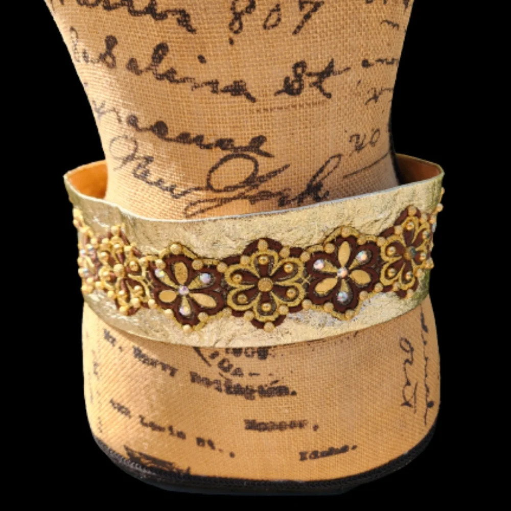Vintage Gold Lamé‎ Appliqué Belt S - Picture 3 of 10